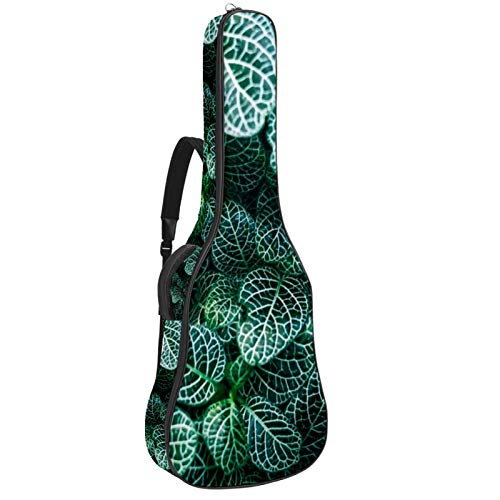 Gitarrentasche mit Reißverschluss, wasserdicht, weich, für Bassgitarre, Akustik- und klassische Folk-Gitarre, grüne Blätter