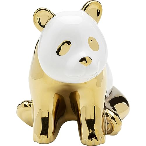 Kare Design Deko Figur Sitting Panda, Gold, Keramik, Unikat, Handgearbeitet, 18x15x18cm (H/B/T)