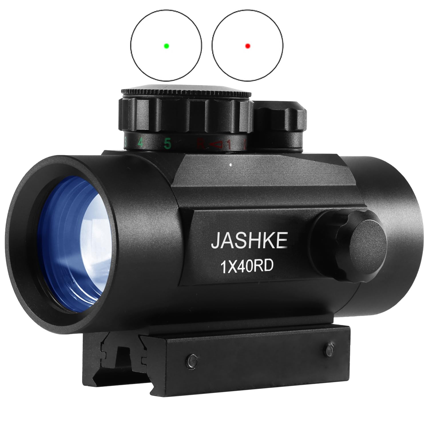 JASHKE Zielfernrohr 1X40 Red Dot Gewehrzielfernrohre Leuchtpunktvisier Rotpunktvisier für 11mm/20mm Schiene mit Montage und Schutzkappe