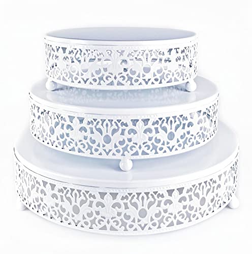Eidoct 3-teiliges Kuchenständer-Set, runde Kuchenständer aus Metall, Dessert-Display, Cupcake-Ständer für Hochzeit, Event, Geburtstagsparty (weiß)