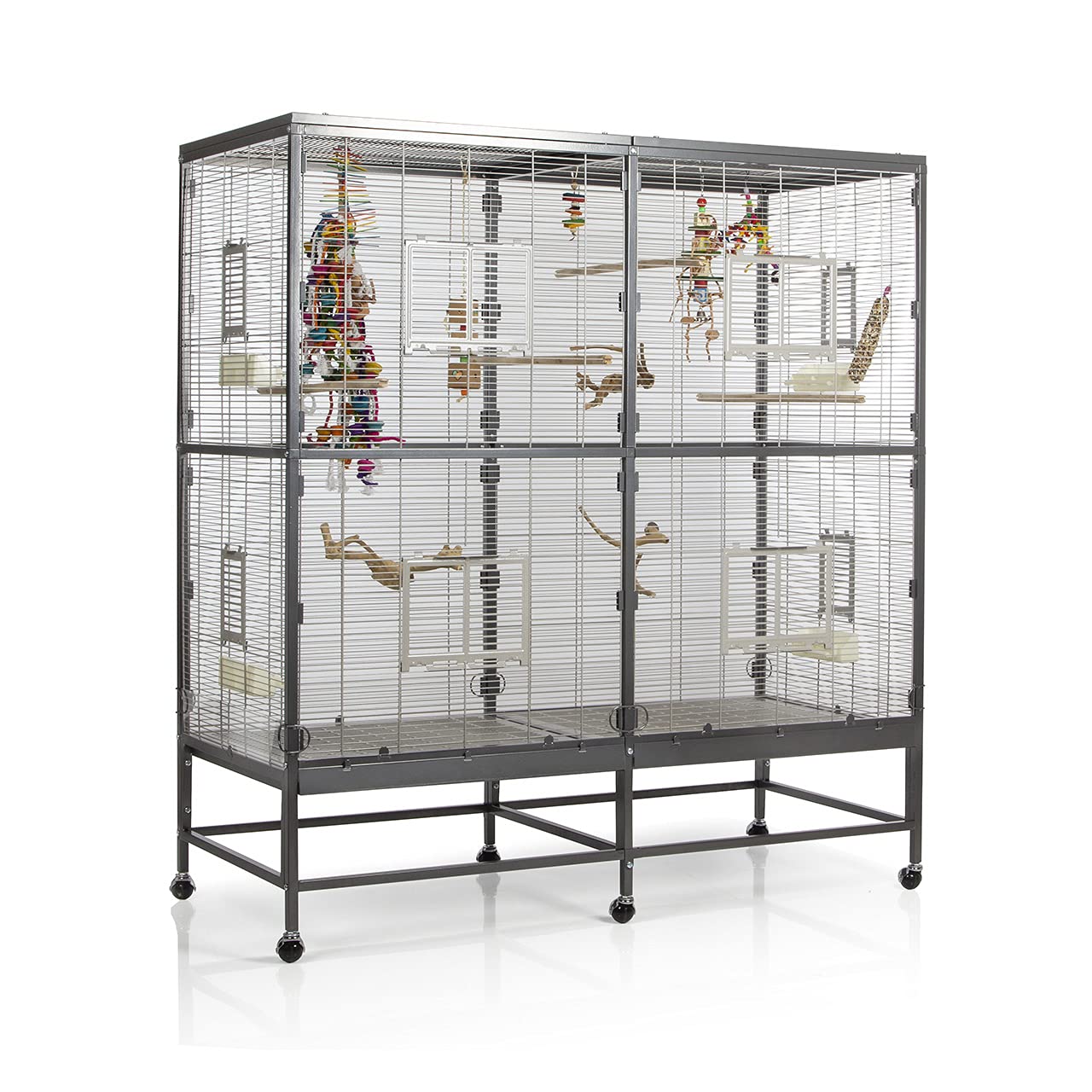 Montana Cages | Vogelvoliere Paradiso 150 | Antik-Platinum | Voliere für Wellensittiche, Nymphensittiche & Co.