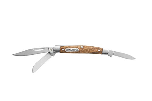 Winchester Taschenklappmesser mit Mehrfachklingen, Gesamtlänge (geöffnet): 15,5 cm, Stagecoach Pocket Knife, Stahlklinge, Holzgriff, 31-003434