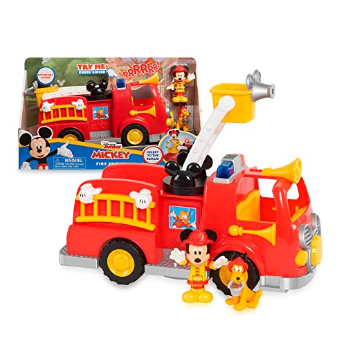 Mcc00 Mickey, Feuerwehrwagen, mit Geräuschen und leuchtenden Funktionen, 2 Figuren inklusive, Spielzeug für Kinder ab 3 Jahren, Spielzeug für Kinder ab 3 Jahren