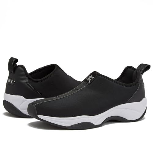 AND1 Too Chillin Slip On Schuhe für Herren, Off Court Retro Basketballschuhe Herren Slip On Sneakers - Größe 40-44, Schwarz, Weiß, Marineblau, Rot, Schwarz, 10.5 Women/9 Men