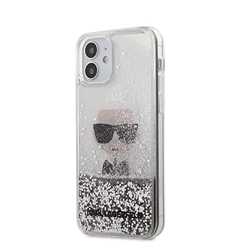 Karl Lagerfeld KLHCP12SGLIKSL Hülle für iPhone 12 5,4"" Silber Ikonik Liquid Glitter