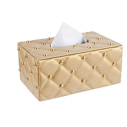 ZXGQF Tissue Box Pu Papierhandtuchhalter Für Zuhause BüroAuto Dekoration Tissue Box Halter, Gold