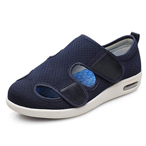 Gesundheitsschuh für Senioren,Sommer verstellbare Größe Klettverschluss ältere Sandalen, Clamshell Wanderschuhe-Blue B_39,Geschwollene Füße Schuhe Pantoffeln
