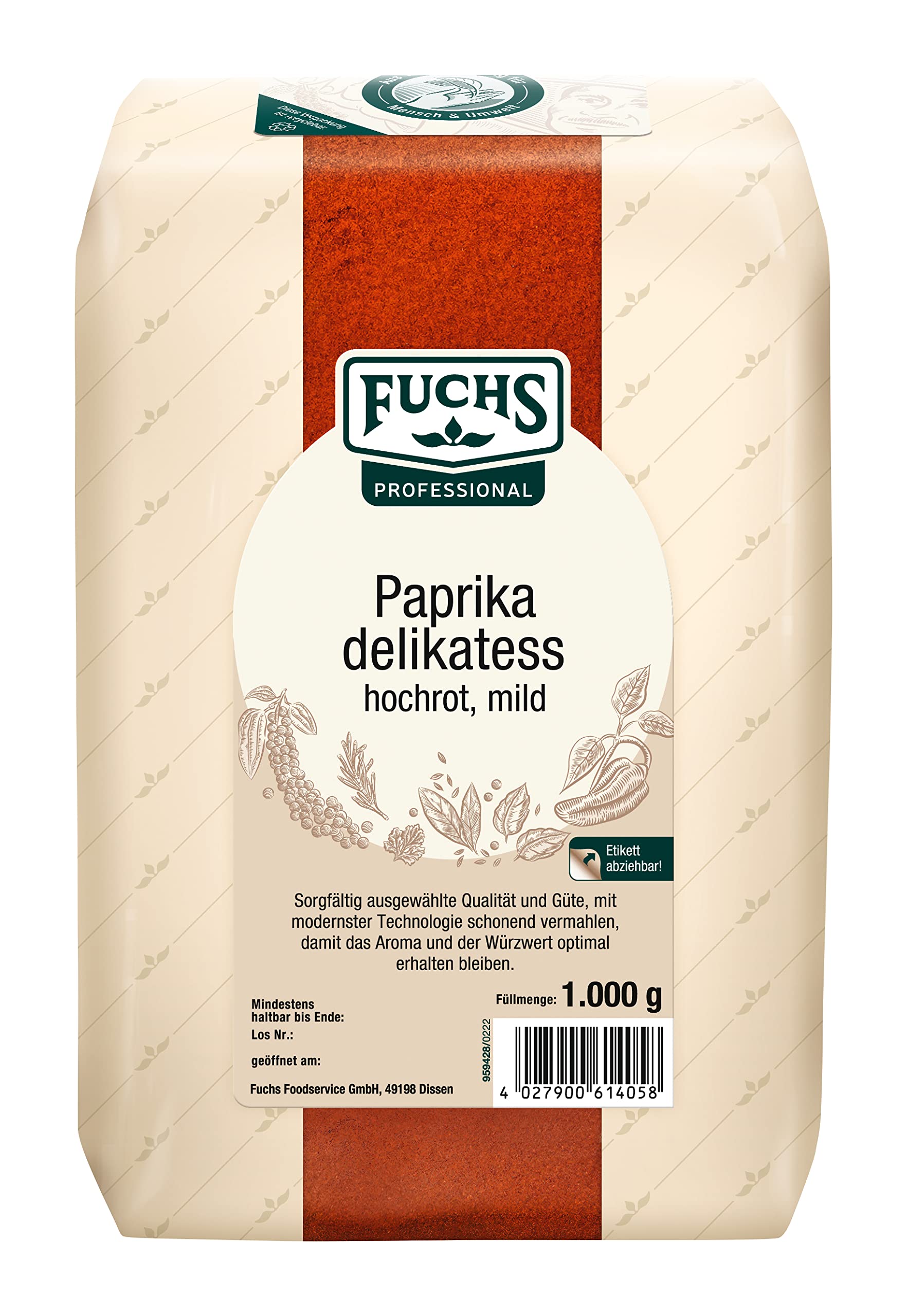 Fuchs Paprika Delikatess hochrot schärfefrei, 2er Pack (2 x 1 kg)