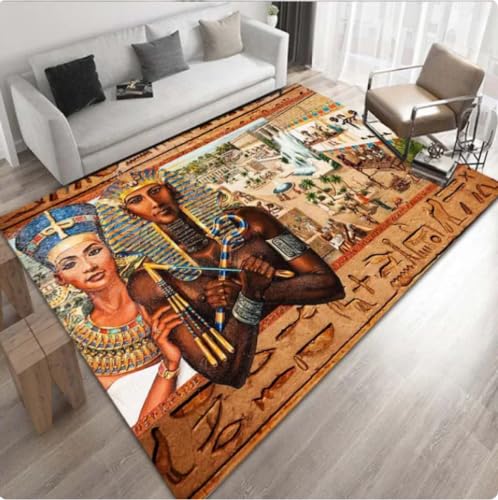 Ägyptische Tapete Muster 3D Gedruckt Teppich Wohnzimmer Schlafzimmer Bereich Teppich Home Room rutschfeste Yoga Bodenmatte Geburtstagsgeschenk 160 * 230cm