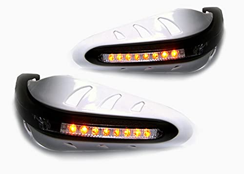 Universal Weiß Motorrad Handprotektoren mit Integriertem LED Blinker/Signale Turn