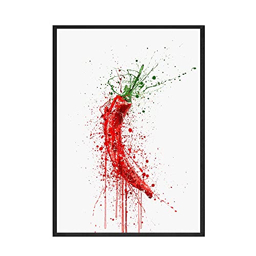 Leinwand-Malerei Küche Gemüse Aquarell Stil Poster Nordic Stil Wandkunst Chili Zwiebeldruck Modern Wohnkultur Bild (Color : 6, Size : 40x60cm no frame)