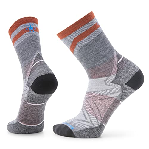 Smartwool Unisex-Adult Run Zero Cushion Mid Crew Pattern Socks, MEDIUM Gray, M