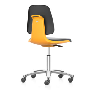 bimos Arbeitsstuhl Labsit mit Rollen Sitzhöhe 450-650 mm Kunstleder Sitzschale orange