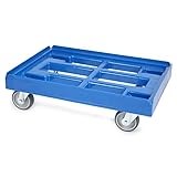 Profi Euro-Transportroller "RD-64", 300 kg Tragkraft, blau, mit 4 kugelgelagerten Rollen, Ladefläche 600x400 mm