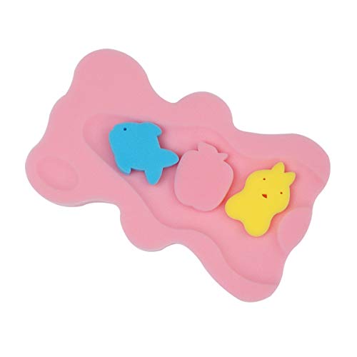Supvox Babywanne Kissen weichen Säuglingsbadeschwamm Kissen antibakterielle rutschfeste Baby Badematte (pink)