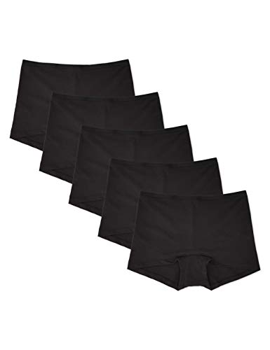 Iris & Lilly Damen Boyshort-Unterwäsche Baumwolle hohe Taille, 5er-Pack, Schwarz, 40