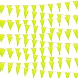 30 m gelbe Wimpelkette, 60 Stück, zum Aufhängen, dreieckige Wimpelkette, solide, gelbe Blanko-Banner, Flaggen für große Eröffnung, Geburtstagsfeier, Festival, Feier (gelb)