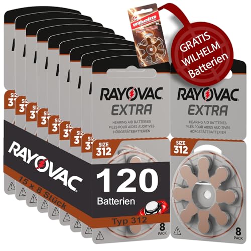 120 Hörgerätebatterien Rayovac Extra Typ 312 15x8 Stück