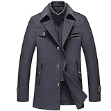 Herren Dicker Wollmantel Jacke Kann Bewegt Werden Kragen Manteau Homme 4 Farben Wintermantel Herren Cappotto Uomo M-4Xl Größe-Grau_M