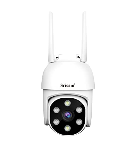 Sricam Mini 1080P 2.4G WiFi Home Surveillance PTZ IP Kamera, Humanoid Detection and Motion Tracking, Night Vision, IP66 Waterproof, 2Way Audio, Garden/House/Pets/Baby Monitor
