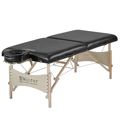Master Massage 71cm Balboa Mobil Massageliege Klappbar Massagebett Massagebank Kosmetikliege Portable Beauty Bed Table Naturholzfüße Tragetasche-Schwarz Glanz