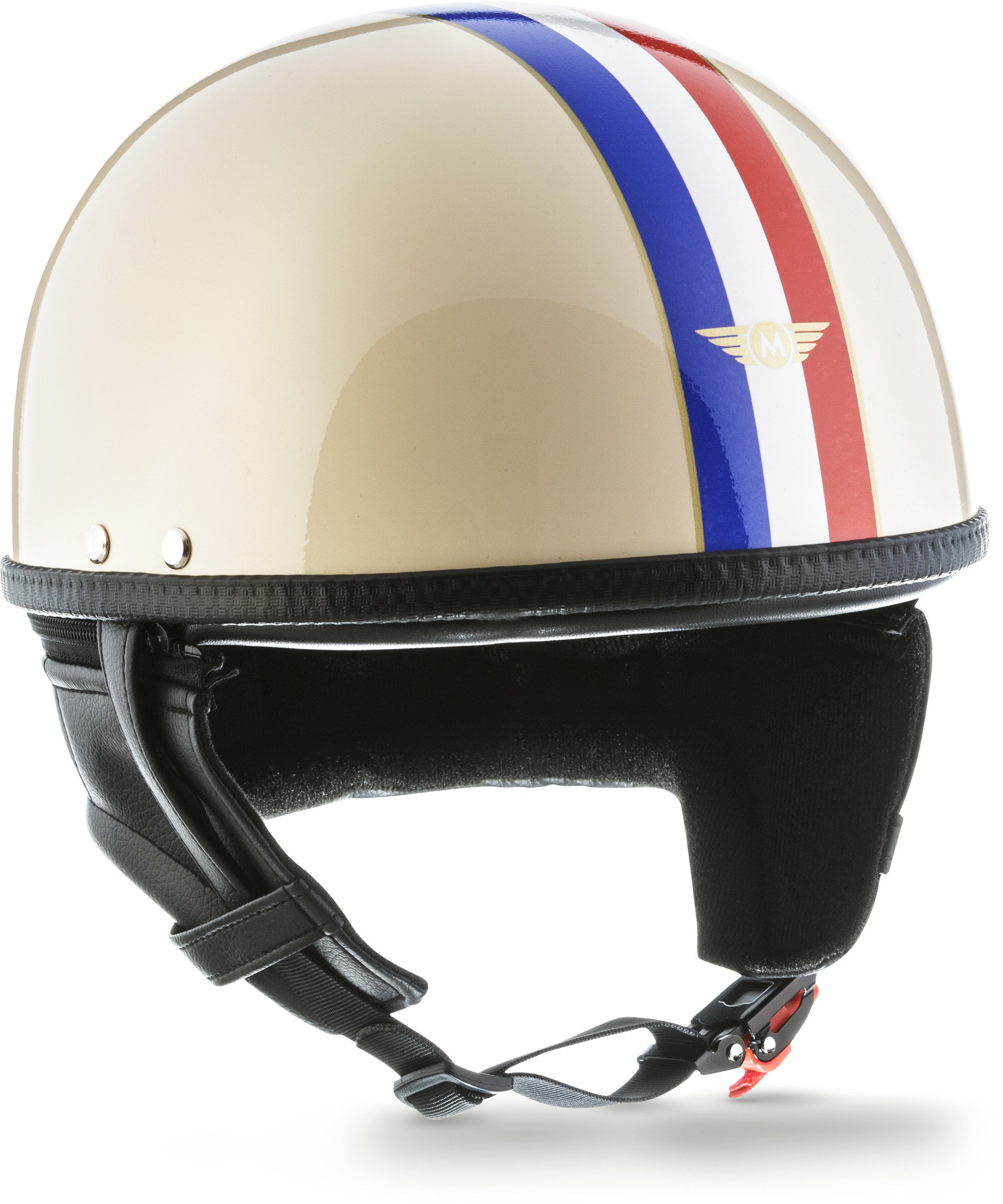 Moto Helmets® D22 „France“ · Brain-Cap · Halbschale Jet-Helm Motorrad-Helm Roller-Helm · Fiberglas Schnellverschluss SlimShell Tasche S (55-56cm)