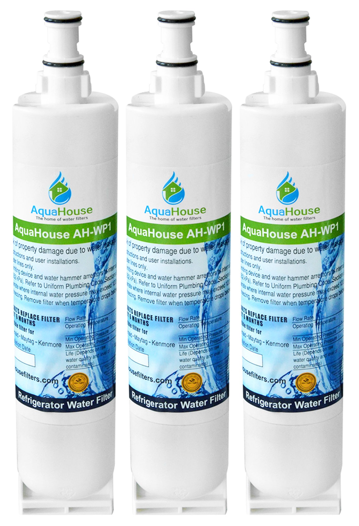 AquaHouse 3X AH-WP1 kompatibel Wasserfilter für Whirlpool Kühlschrank SBS002, 4396508, 481281729632, 461950271171, S20BRS, SBS003