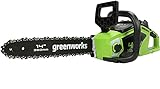 Greenworks GD40CS15 Akku Kettensäge mit bürstenlosem Motor, 14-Zoll (35 cm) Blattlänge, 12 m/s Kettengeschwindigkeit, 3,5 kg, automatische Kettenschmierung, Rückschlagschutz OHNE 40V Akku & Ladegerät