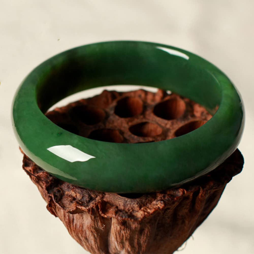 DHJY Natürlicher Grüner Jade-armreif, Eleganter Klassischer Jade-armreif, Klassischer Retro-Hand-Jade-Armband Im Chinesischen Stil Für Frauen,61-63mm