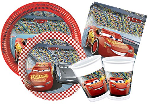 Ciao Y4324 Cars Party Table Set, Red, Grey, 24 Personen