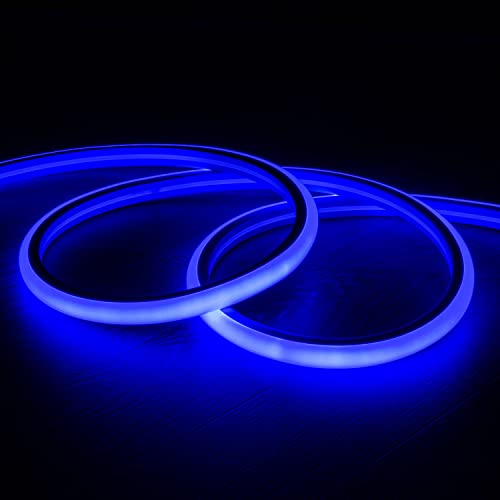 LEDKIA LIGHTING LED-Streifen Neon 7.5 W/m Dimmbar 220V AC 120 LED/m Halbrund 180º Blau IP67 nach Mass Schnitt alle 100cm 180º