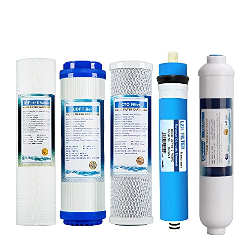 LZH FILTER 5 Stufen Umkehrosmose Filter mit 75 GPD Membran Wasserfilter für alkalisches Umkehrosmose Wasserfiltersystem