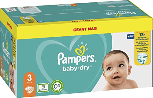 Pampers - Baby-dry Windeln, Große 3 - 104 Stücke