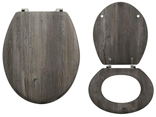 MSV WC Sitz Toilettendeckel Bambus Holz Scharniere aus Edelstahl - hochwertige und stabile Qualität