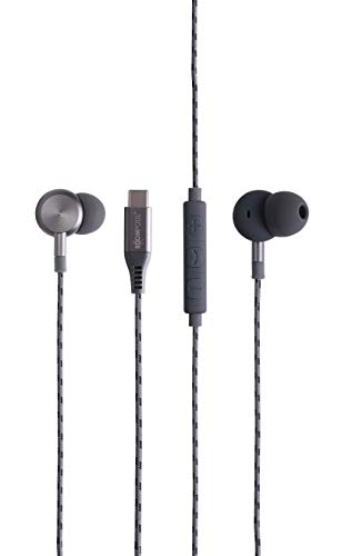 Boompods Digibuds USB C Kopfhörer - In Ear Kopfhörer mit Kabel USB C Anschluss, IPX4 schweißfeste USB-C Ear Buds Ohrhörer mit Kabel & Mikrofon, geflochtenes langlebiges Boomflex Kabel, Graphit