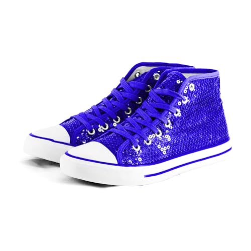 Party Factory Pailletten Schuhe, blau Glitzer, Größe 38, für Damen und Herren, Designer Turnschuhe, Sneaker für Karneval