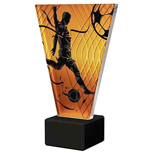 Larius Fussball Pokal - Ehrenpreis Trophäe Goldener Schuh Ball - Amber Glaspokal (Best Player, ohne Wunschtext)