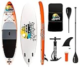 AQUALUST 10'6" SUP Board Stand Up Paddle Surf-Board aufblasbar Paddel ISUP 320x81cm orange