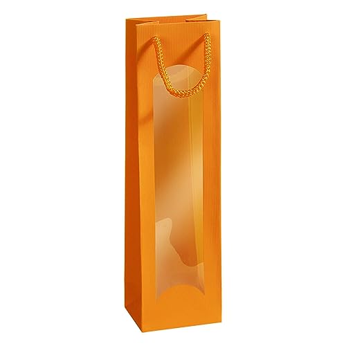 Flaschen-Tragetaschen mit Linienprägung Ausführung 1 x 0,75 l / 1,0 l Sichtfenster ja Breite + Falte 10 + 8 Höhe 36 Maß cm Farbe orange, 20 Stück
