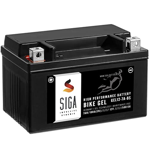 SIGA Gel Motorradbatterie 12V 7Ah 190A/EN Gel Batterie YTX7A-BS Gel12-7A-BS YTX7A-4 CTX7A-BS GTX7A-BS 50615LF