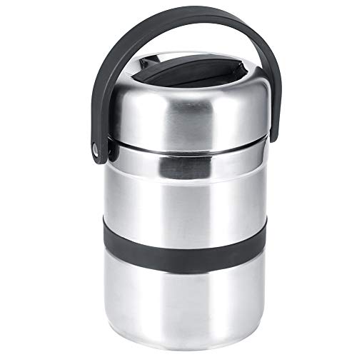 Queen.Y Lunchbox Tragbare Lunchbox aus Edelstahl Mehrschichtig Isolierte Thermo-Lebensmittelbehälter Auslaufsicheres Lunchbehälter-Geschirr 1. 8L