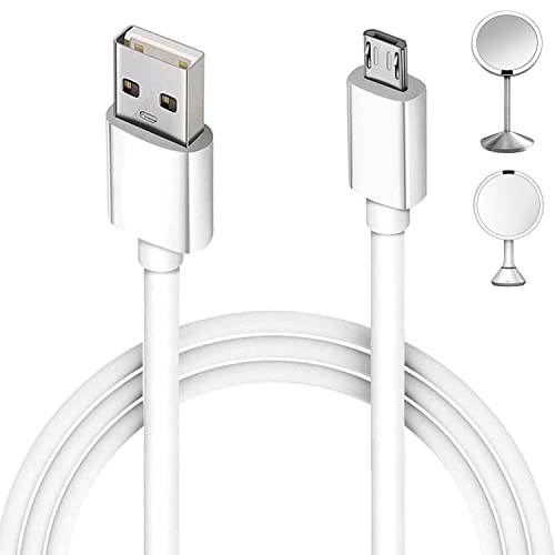 Rahhaze Micro-USB-Ladekabel für Simplehuman Mirror 12,7 cm 20,3 cm, rund, beleuchtet, Weiß