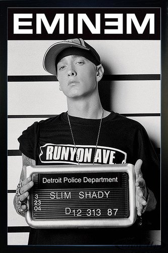 Close Up Eminem Poster Verbrecherkartei (66x96,5 cm) gerahmt in: Rahmen schwarz