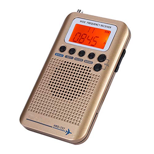 Aircraft Band Radio Receiver VHF Tragbarer Full Band Radio-Recorder,mehrfunktion Empfänger Radio (Gold)
