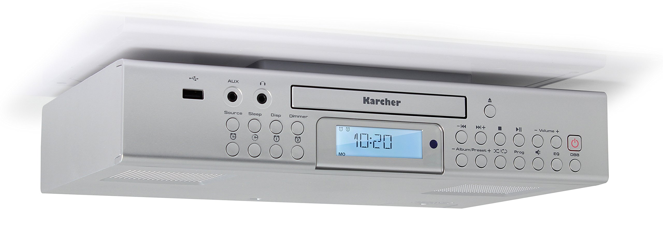 Karcher RA 2050 Unterbauradio (UKW-Radio, CD-Player, USB, USB-Charger, Countdown-Timer, Fernbedienung) silber