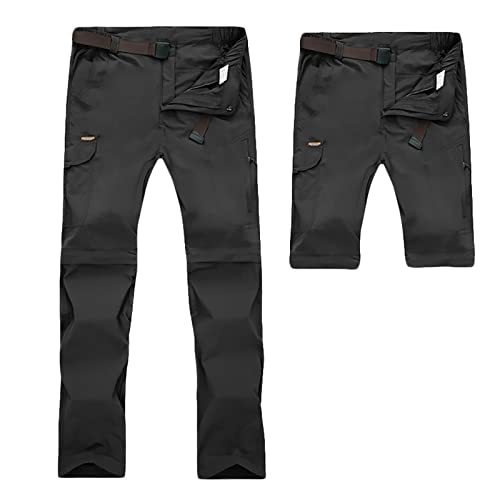 G&F Herren Zip Off Wanderhose Abnehmbar Trekkinghose, Atmungsaktiv Outdoorhose Arbeit Hosen Schnell Trockend Sommer (Color : Black, Size : 6XL)