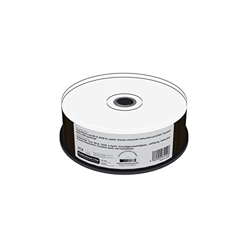 MediaRange Professional Line BD-R 25GB 6-fache Schreibgeschwindigkeit, vollflächig bedruckbar (Thermo-Retransfer), Proselect Weiß, voll Metallisiert, 25er Cakebox