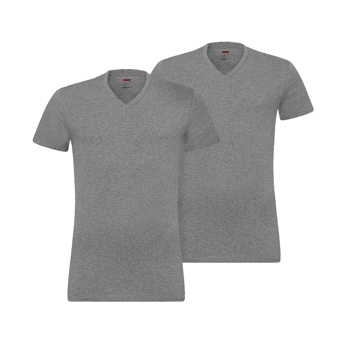 Levi's Herren Levis Men V-Neck 2P T-Shirt, Grau (Middle Grey Melange 758), Small (Herstellergröße: 010) (2er Pack)