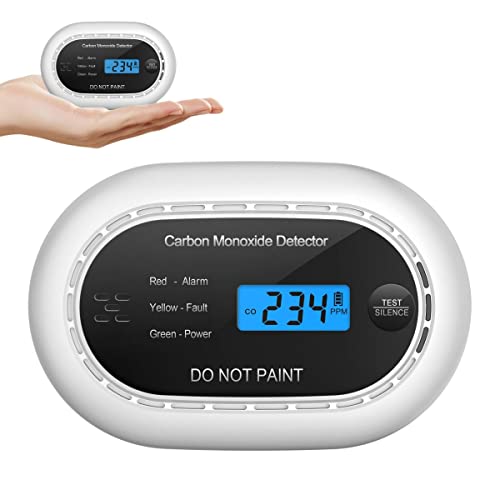 Kohlenmonoxid-Detektor mit LCD-Digitalanzeige, TÜV-zertifizierter CO-Alarm mit versiegelter Batterie, eigenständiger akustischer CO-Detektor für Zuhause