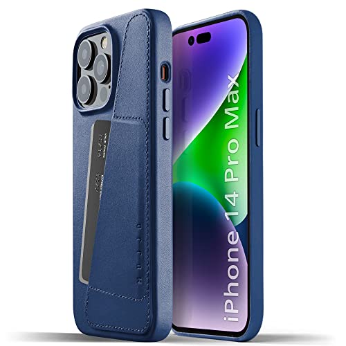 Mujjo Leather Wallet Case iPhone 14 Pro Max blue